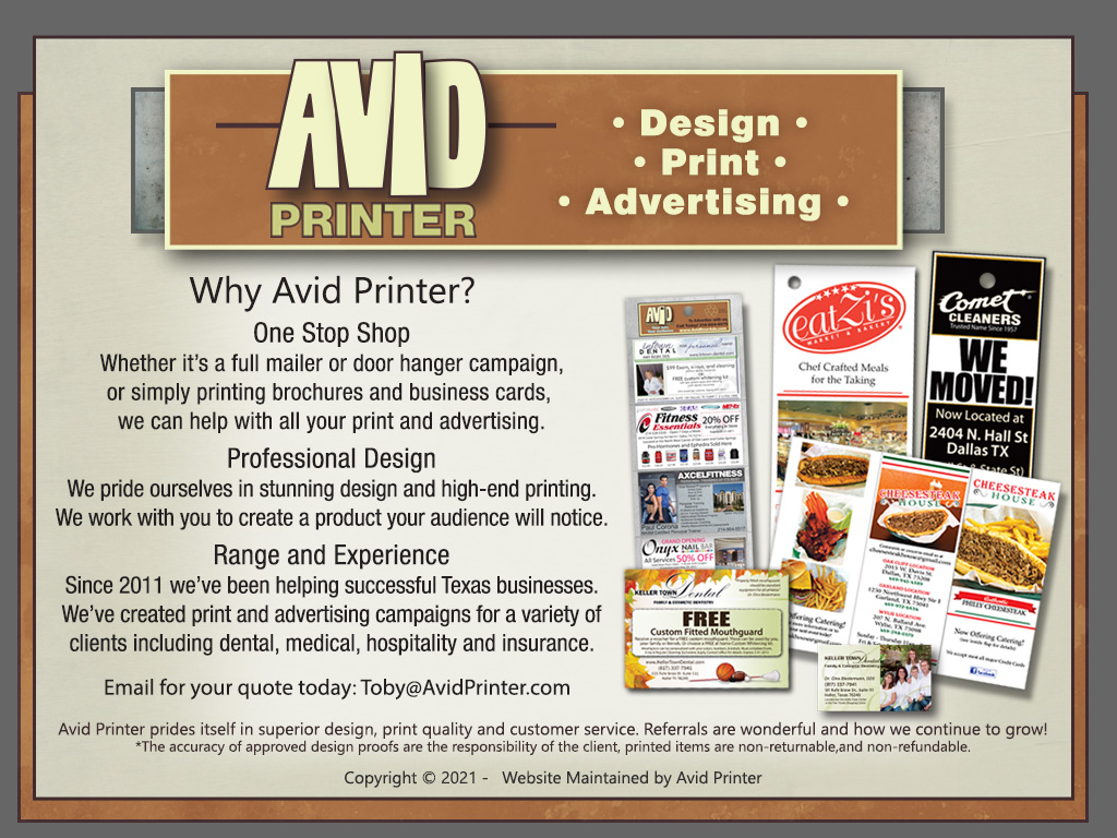 Avid Door Ads, Design, Print